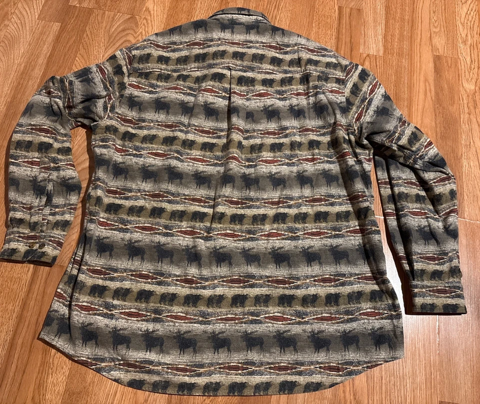 Woolrich Moose, Deer, Bear Heavy Flannel Button-Up Shirt Men's 3XL Southwest - Image 3 of 4