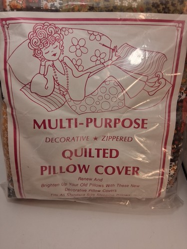 Vintage New Multi Purpose Quilted Pillow Cover NOS Standard Zipper Patchwork - Picture 5 of 5