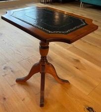 Beistelltisch Couchtisch Englischer Stil Lederintarsien Massivholz