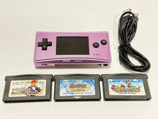 Nintendo Game Boy Micro Purple Console Bundle w/ 3 GBA Games Mario Kart Kirby