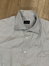 Ermenegildo Zegna Dress Shirt Men Size 42/16.5 Blue Striped White