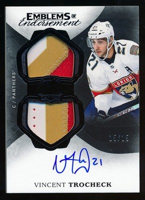 2017-18 UD The Cup Emblems Of Endorsement Vincent Trocheck Auto Patch 15/15