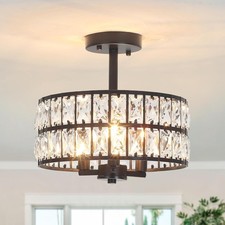 Black Ceiling Light, 3-Light Crystal Ceiling Lights Living Room, E14 Modern