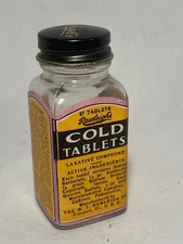 c1940s EMPTY Rawleigh's Cold Tablets W. T. Rawleigh Freeport ILL Medicine Bottle