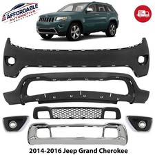 Front Bumper Cover Primed Plastic Fog Lights For 2014-2016 Jeep Grand Cherokee