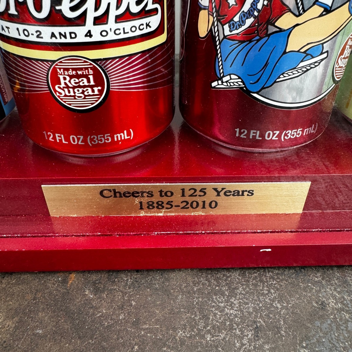 DR PEPPER 125 Year Anniversary Can Set Of 6 Wooden Display Case