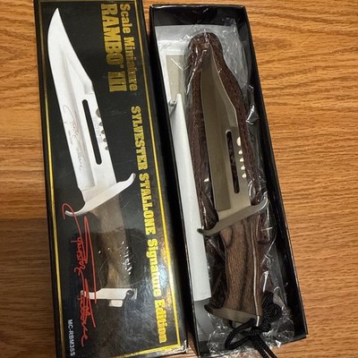Rambo Mini III 4.75''  Blade Brown Wood Handle Fixed Knife Limited 1331/5000 Rare