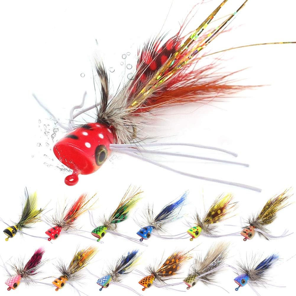Popper-Flies-For-Fly-Fishing-Topwater-Panfish-Bluegill-Bass-Poppers Flies Bugs L - Image 10