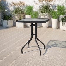 Flash Furniture Barker Square Tempered-Glass Metal Outdoor Furniture Table, 28in