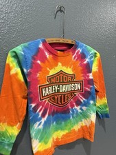 Vintage 90 s Harley Davidson Motorcycles Tie Dye Toddler Long Sleeve Size Small