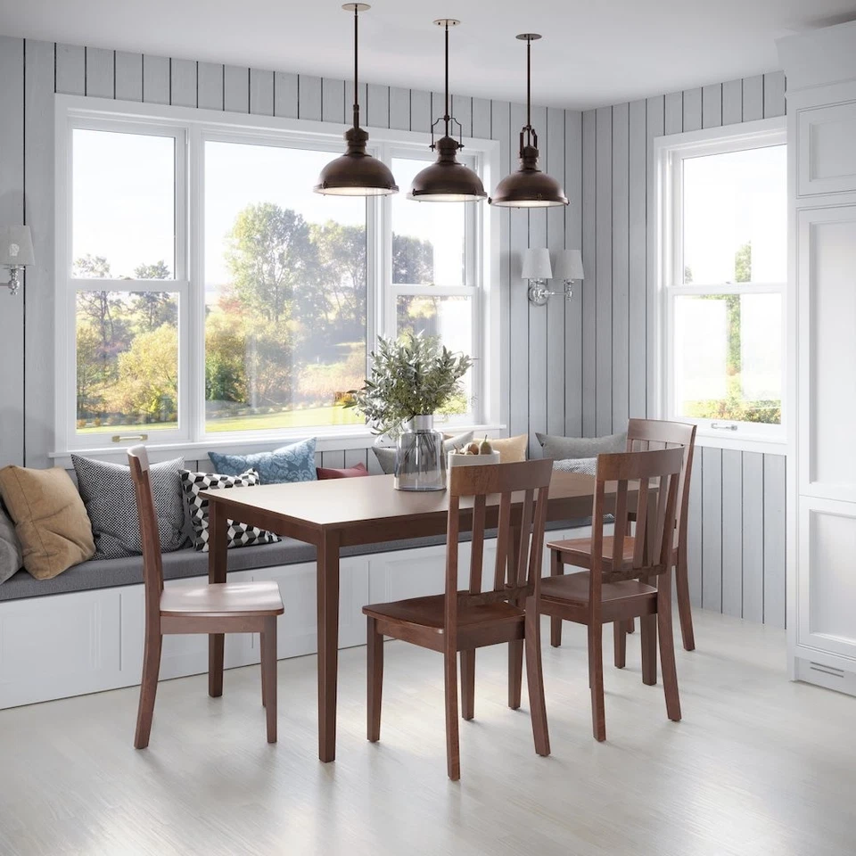 Mesa de comedor rectangular clásica de 60" de madera maciza Simplicity Foto 4 de 4