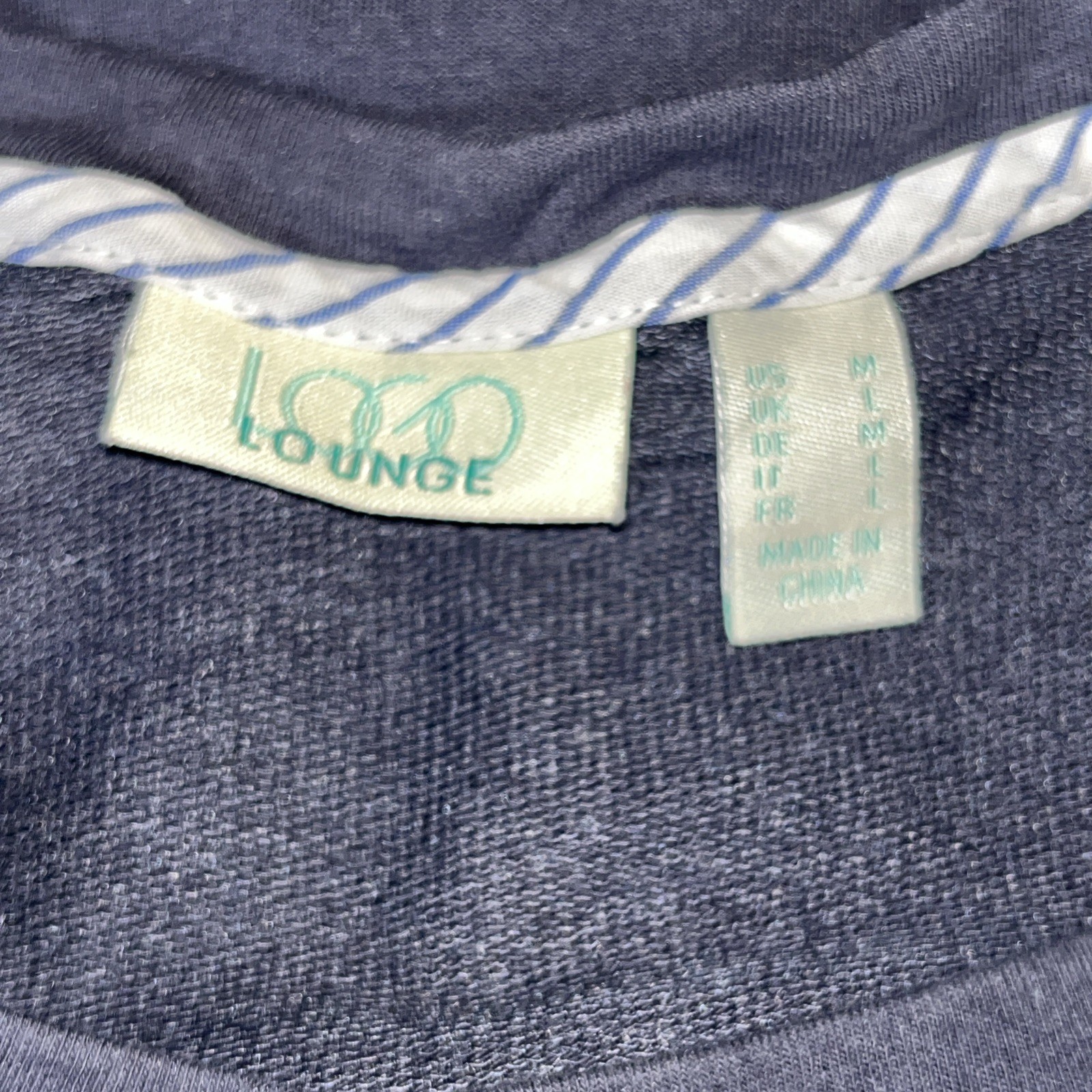 Logo by Lori Goldstein Lounge Blue Lace Stripe Casual Cottagecore Boho Medium