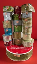 Lot of 19 Christmas /Fancy Wire Edged Ribbons - NEW - See Description.