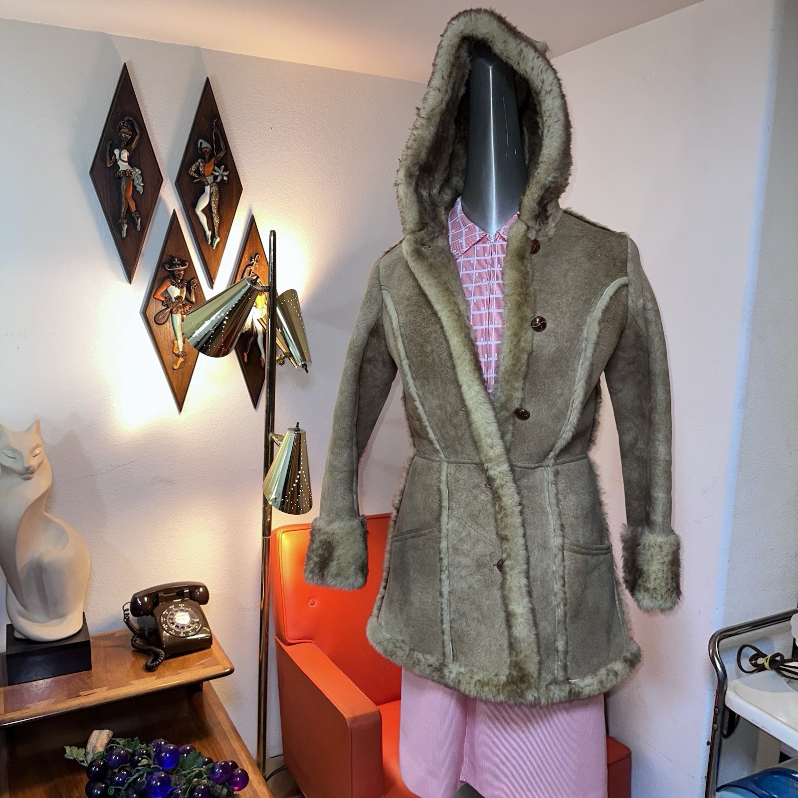 Ardney Sheepskin Shearling Coat Lamb Leather Rancher/Boho Womens Size M 13/14 image 3