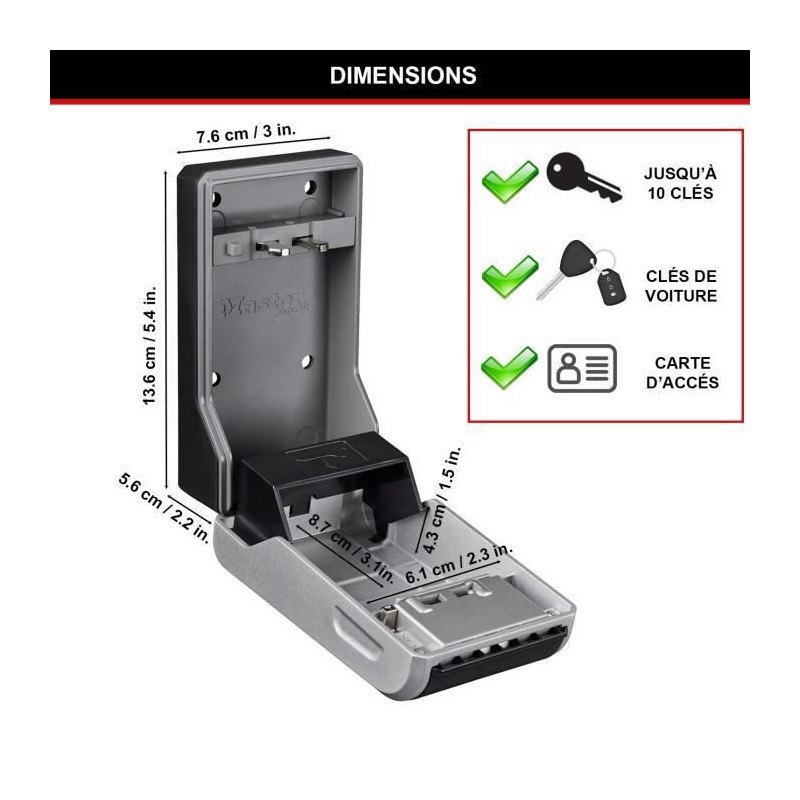 Boîte à clés extérieure Master Lock grand format murale sécurisée