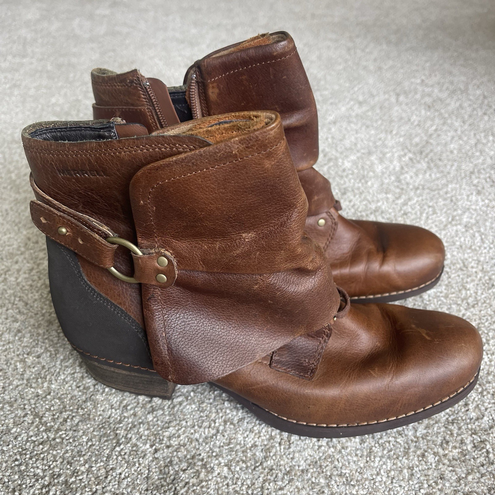 Merrell Haven Autunno Mid Stivali 10 Impermeabili Pelle Caviglia con Zip Laterale