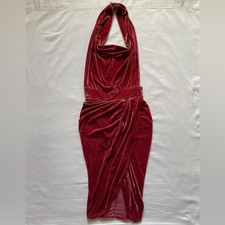 NWT Nasty Gal Burnt Orange Velour Bodycon Halter Wrap Dress Size 10
