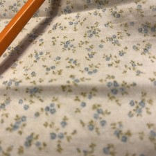 Tiny Blue Flowers, Green Leaves On Cream Cotton Quilting Fabric 36 X 20 NEW