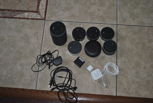 lots of seven amazon speakers