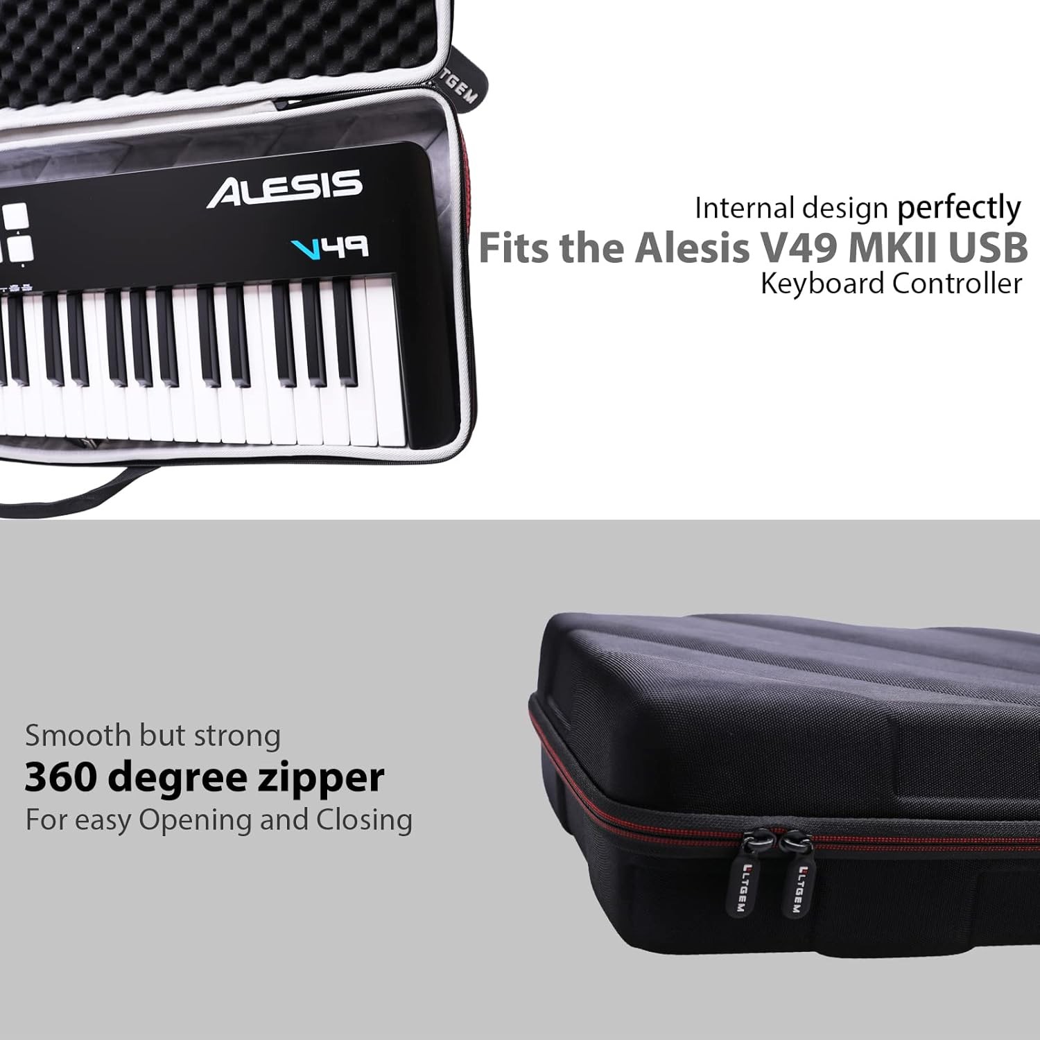 LTGEM Controller Case for Alesis V49 MKII USB MIDI 33.1" L X 11.4" W X 4.5" H 