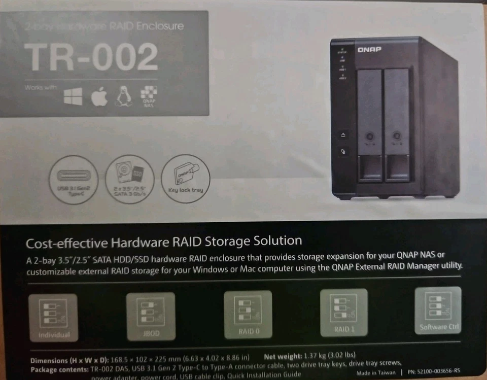 QNAP TR-002 2-Bay USB 3.2 Gen 2 Type-C RAID Expansion Enclosure, Diskless - Image 2 of 3