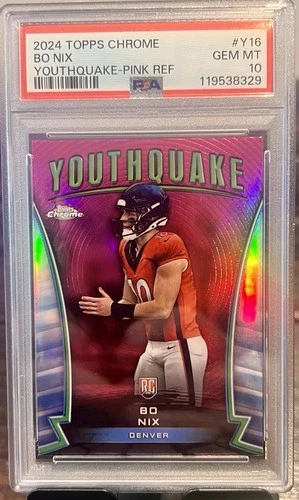 2024 Topps Chrome - Youthquake Bo Nix #Y-16 Pink Refractor (RC) PSA 10 Gem Mint
