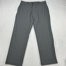 Uniqlo Pants Mens L Gray Polyester Dress Slacks Regular Fit Office Travel Golf