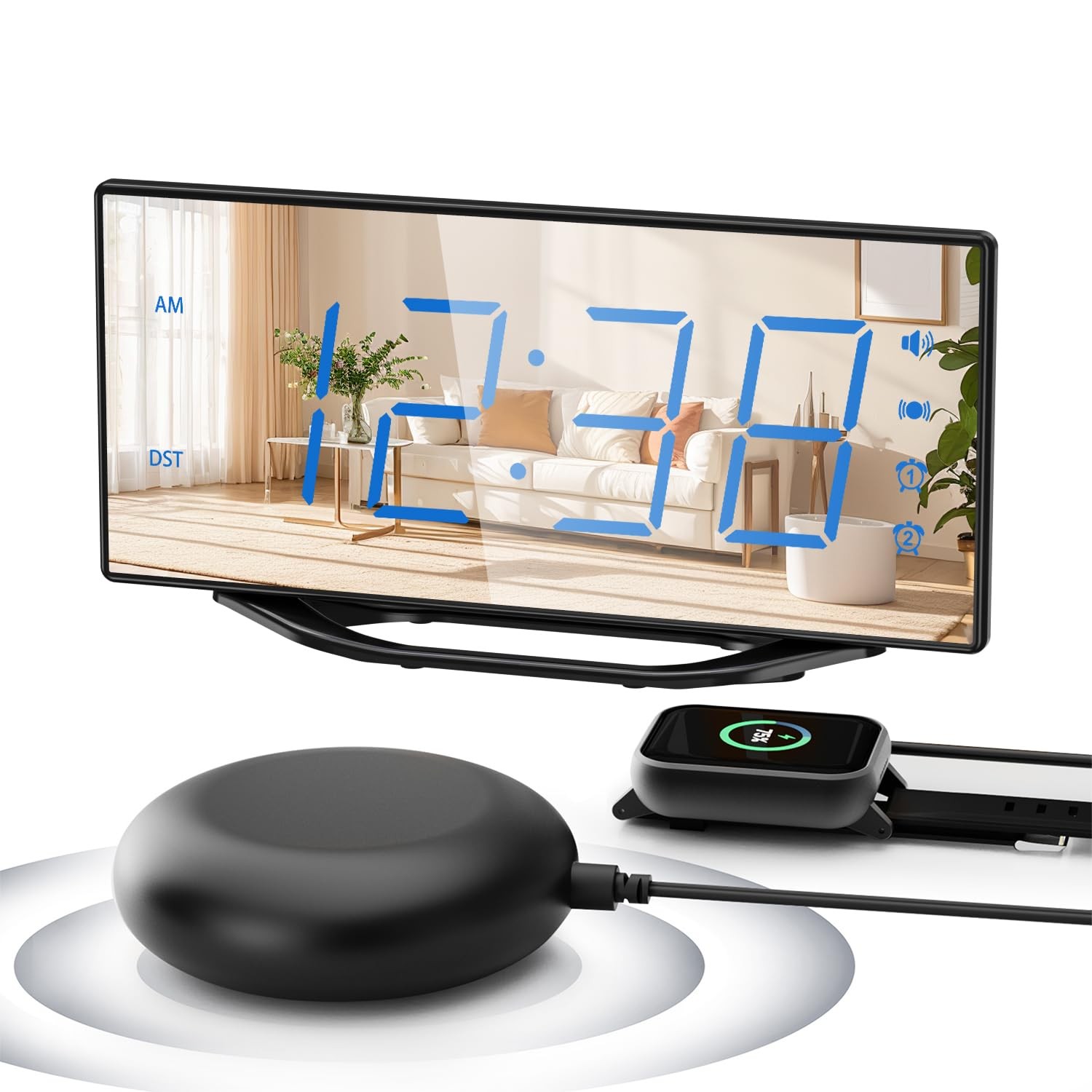 Super Loud Vibrating Alarm Clock with Bed Shaker for Heavy Sleepers