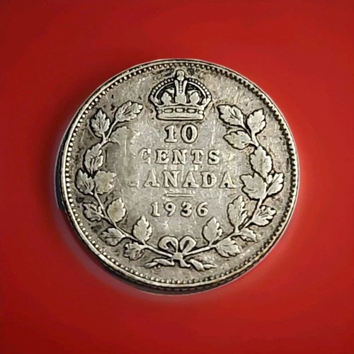 🇨🇦 Canada 1936 10c Silver Dime King George V Era Circulated with good details