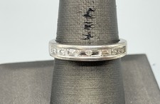 Sterling Silver, Channel Set CZ Gemstones Band Ring-Sz. 8