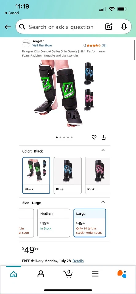 Guantes y espinilleras de boxeo juveniles Revgear, arnés, sparring, kick boxing verde Foto 3 de 4