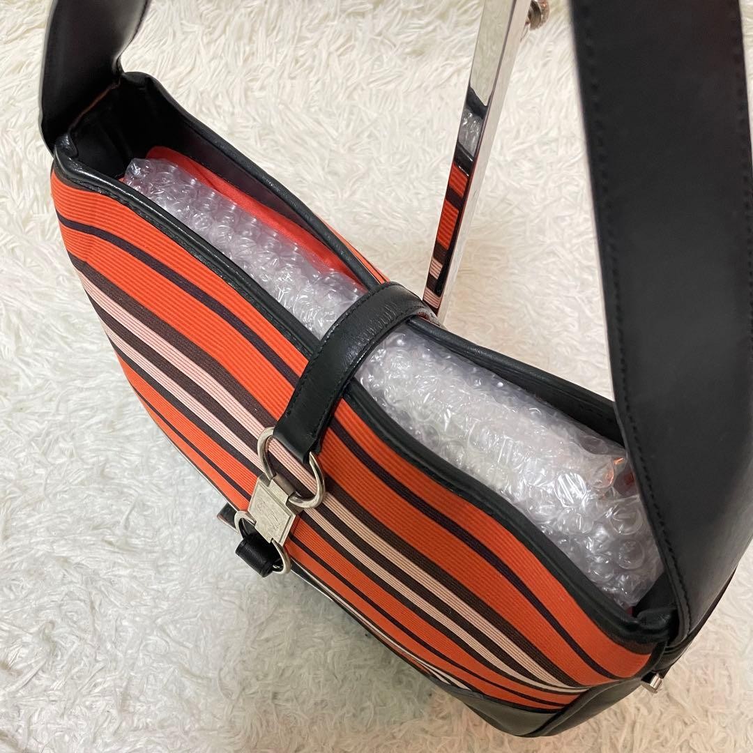 Burberry Blue Label One Shoulder Bag Red Border Canvas Leather Hobo Bag New thumbnail 7