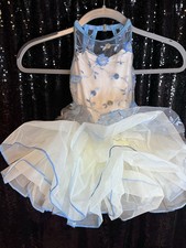 A Wish Come True Blue  White Dance Costume with Bow Size XS Child