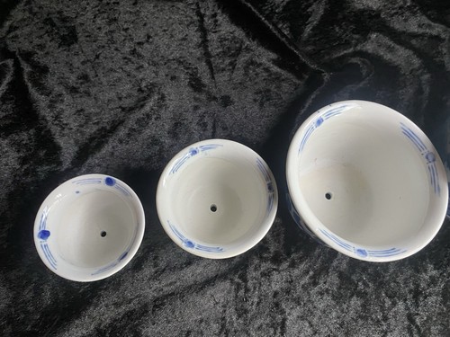 Lotto di 5 vasi da nidificazione cinesi vintage blu e bianco loto :) - Foto 7 di 20
