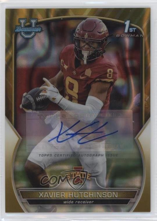 2022 Bowman U Chrome Prospect Gold Lava Refractor /50 Xavier Hutchinson #32 Auto