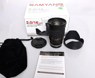 Rokinon Samyang 16mm f/2.0 ED AS UMC CS Lens for Sony E Mount in EX+ cond!
