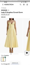 HOUSE OF CB Ladye Yellow Satin Strapless Corset Midi Dress Sweetheart XS