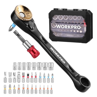 #ad WORKPRO 34 Piece 1 4quot; Mini Ratchet Wrench 72 Tooth Right Angle Screwdriver USA $24.99
