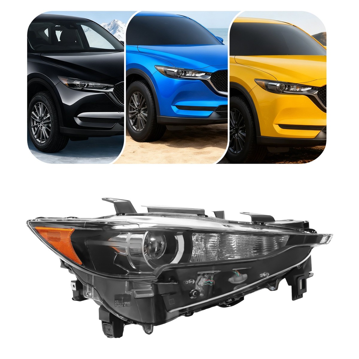 MAZDA ペンダントライト 黒 For 2017 2018 2019-2021 Mazda Cx-5 Passenger Side RH Headlight