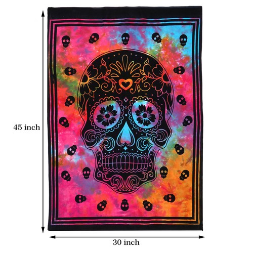 Skull Print Tie Dye Poster Tapestry Home Decor Wall Hanging Art Deco Tapestries - Picture 2 of 4