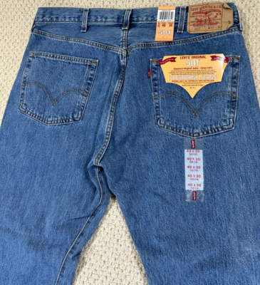 NEW 2006 Levis 501 0193 Denim Jeans Size 40x30 Indigo Button Fly