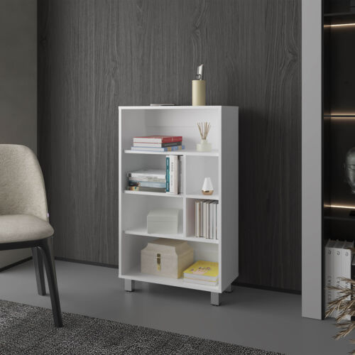 Charco Bookcase in Melamine Six Shelves Black