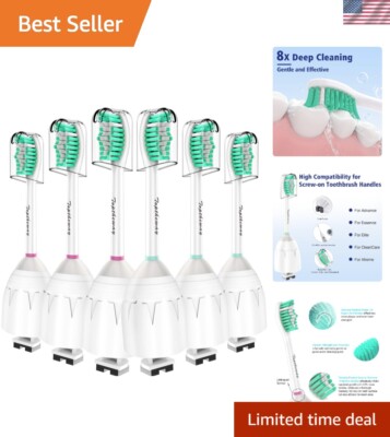 6-Pack Sonicare E-Series Brush Heads with Hygienic Cap for Superior Cleaning