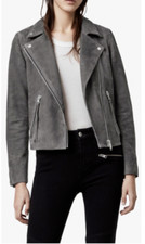 Allsaints Dalby Biker Suede Gray Jacket Uk 10 Bnwt