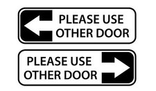 2/Pack 8x3" Please Use Other Door Decals Business shop Glass Door Decal Sticker
