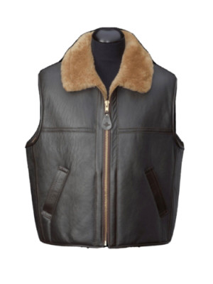 Men's B3 Bomber Vest RAF Sheepskin Leather - Genuine Fur Shearling Aviator Style