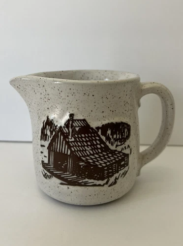 Onion River Pottery Stoneware 4" Vintage Speckled Vermont Creamer Syrup Brown