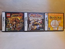 Lot of 3 Nintendo DS Games: Mah Jong Quest E. + Lego Indiana Jones + Brain Age