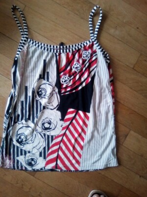 Save the Queen Top Oberteil Tanktop Mehrfarbig Details Damen Gr. S/36