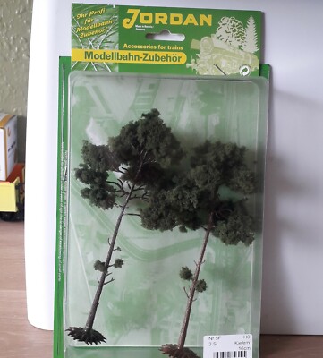 2 Stück HO/OO Scale Pine Trees 16 cm (6,1/2 inch) high made by Jordan 
